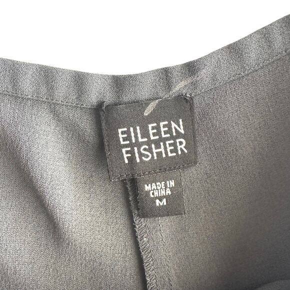Eileen Fisher 100% Silk Side Zip Tailored Career Professional Dark Grey Pants M - Picture 8 of 9